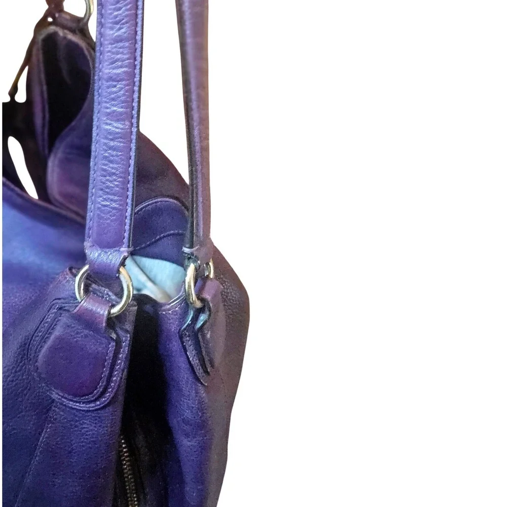 COACH Edie Pebbled Leather Shoulder Bag - Plum Purple